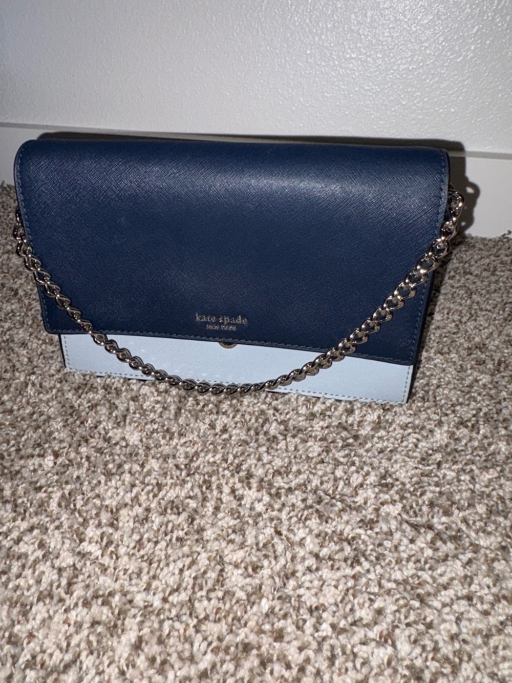 kate spade Navy and Light Blue Chain Crossbody Bag